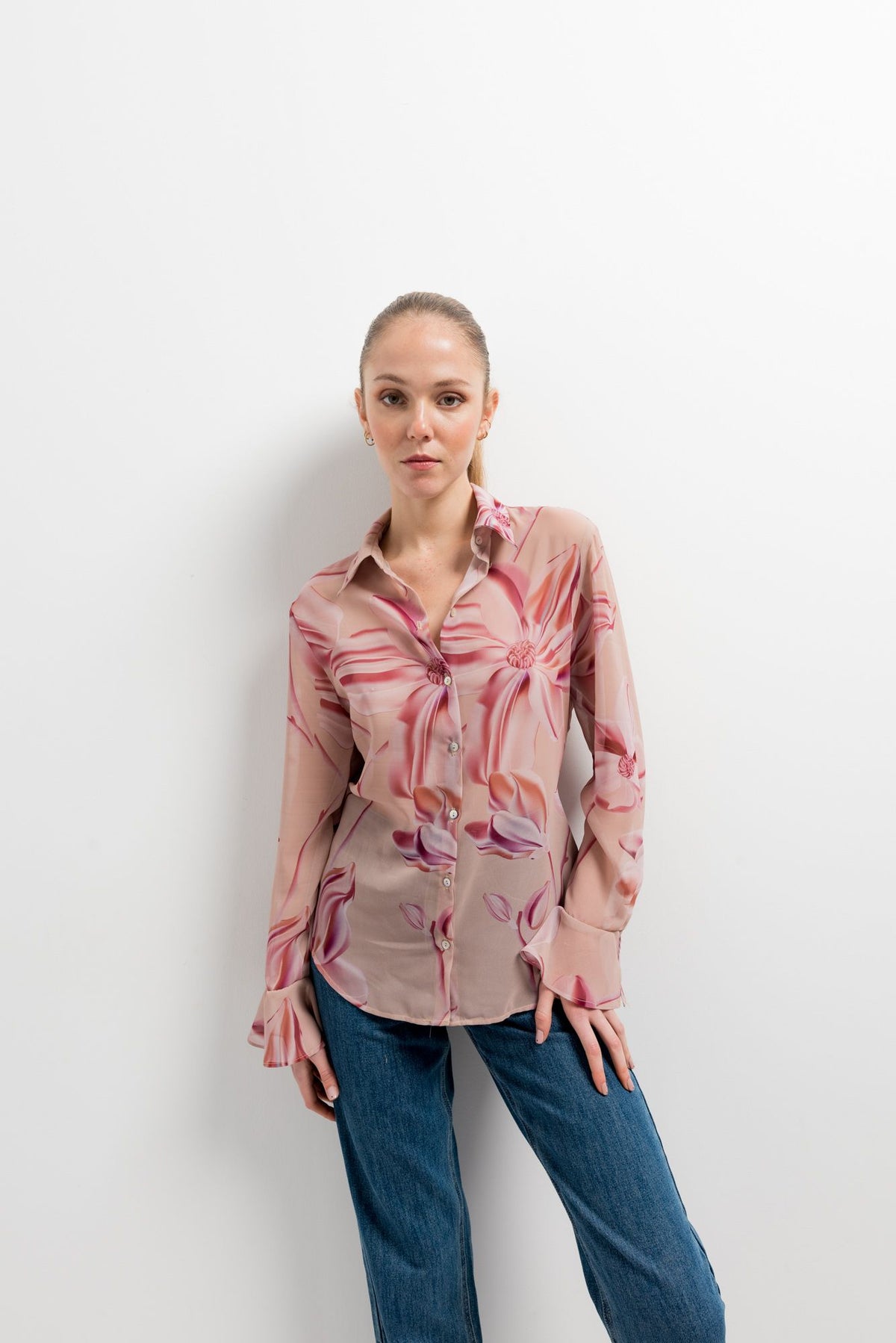 Camisa estampada semitransparente, fotografia 9 de 9