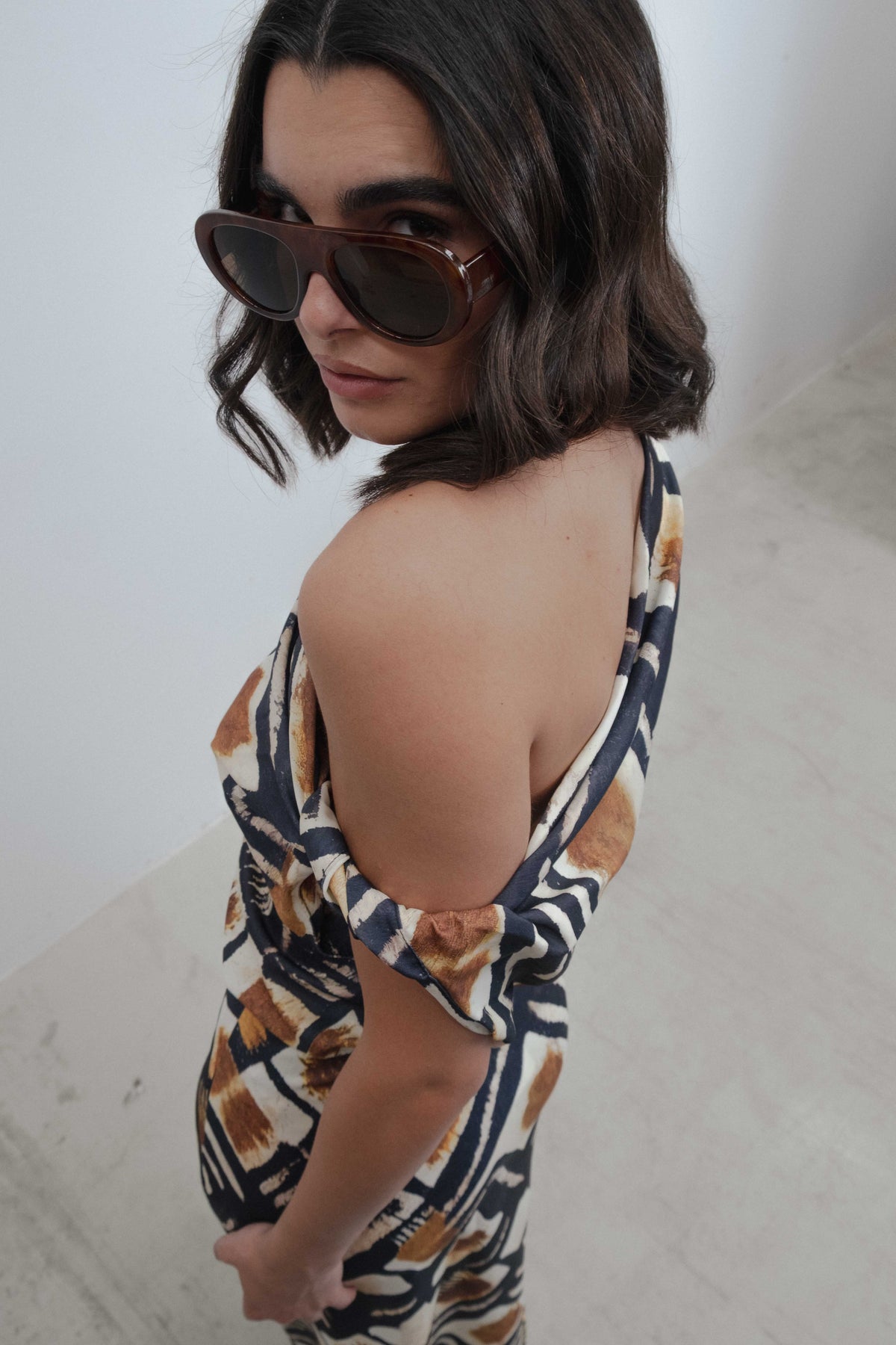 Body assimétrico estampado