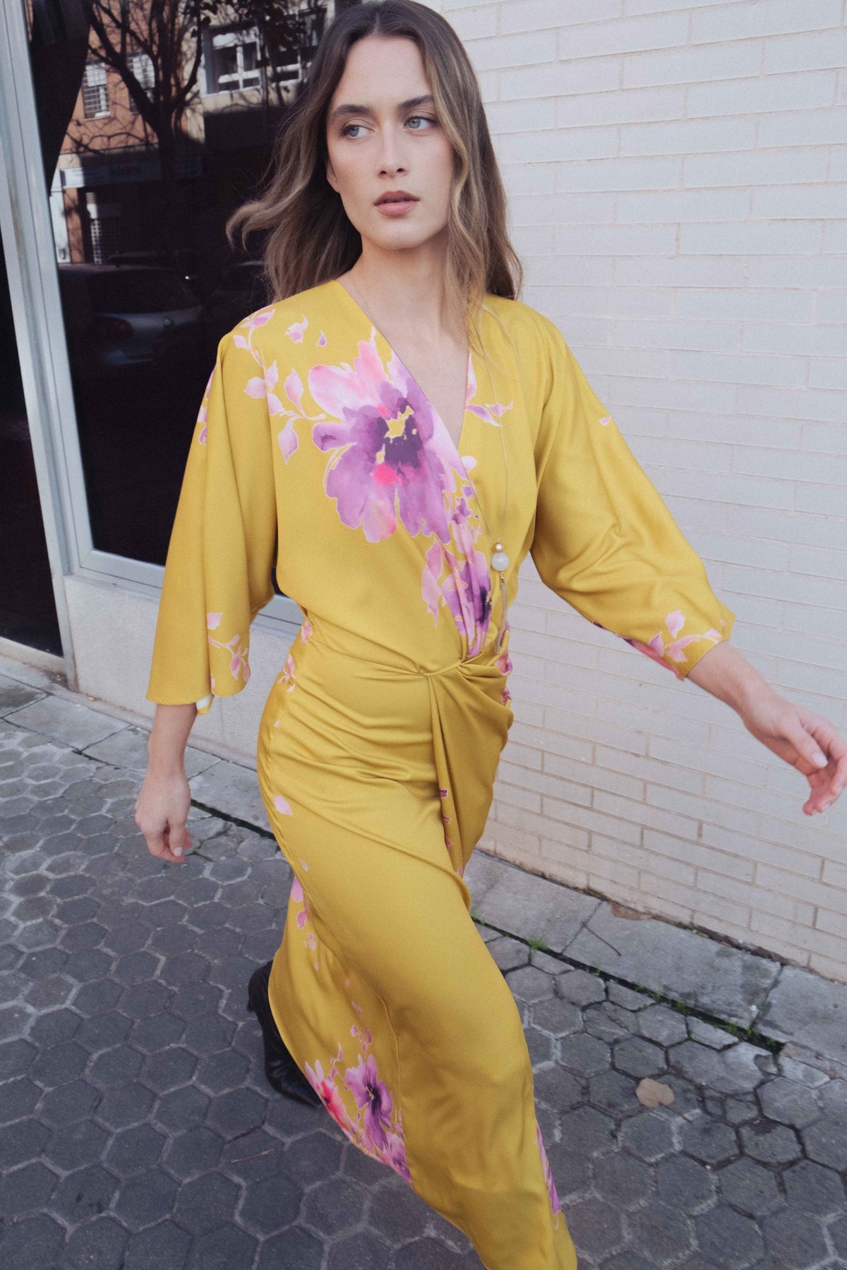 Vestido midi estampado acetinado, fotografia 7 de 7