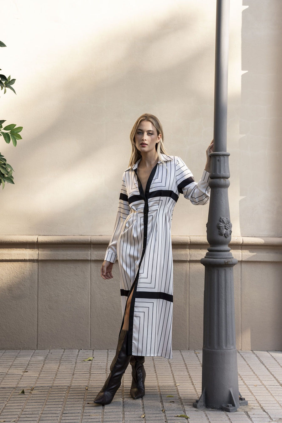 Vestido camiseiro riscas