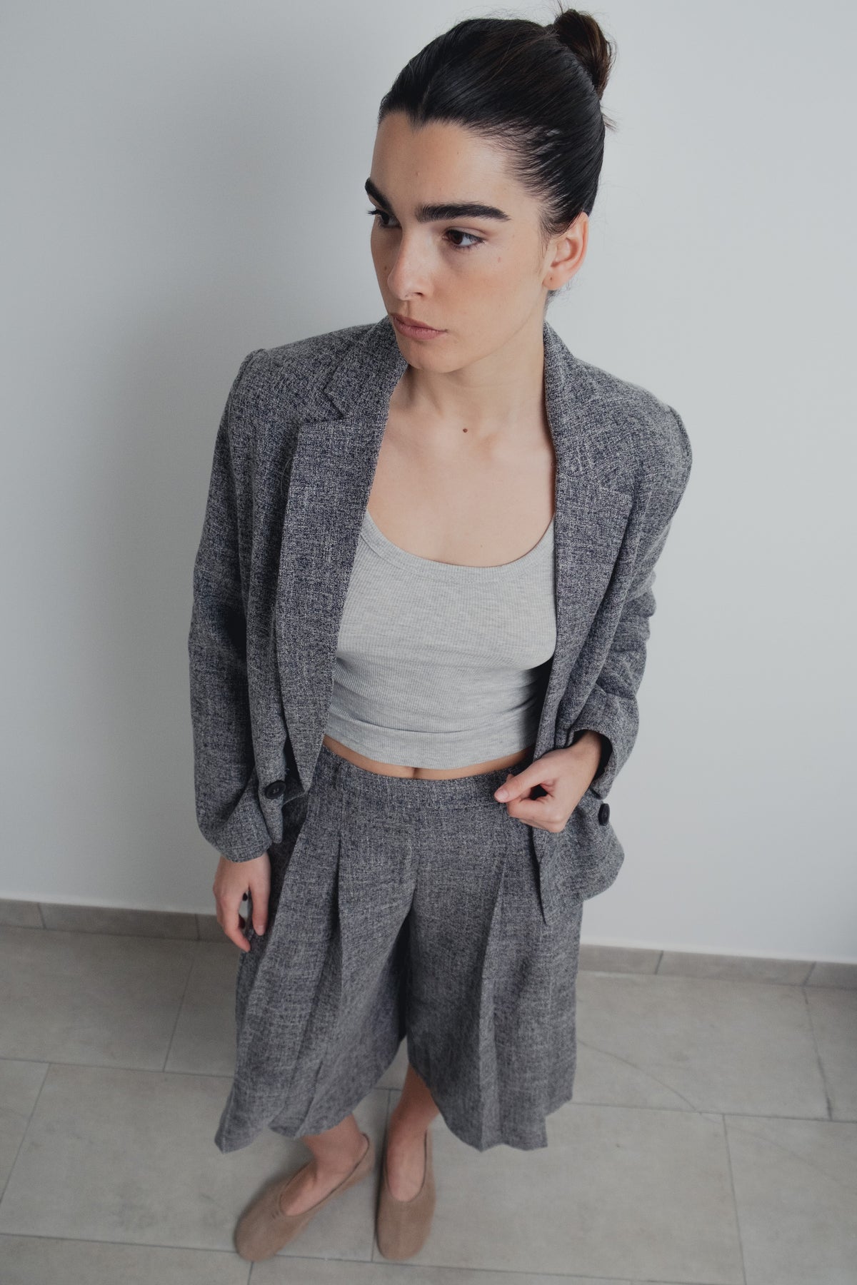 Blazer textura cruzado cropped, fotografia 4 de 6