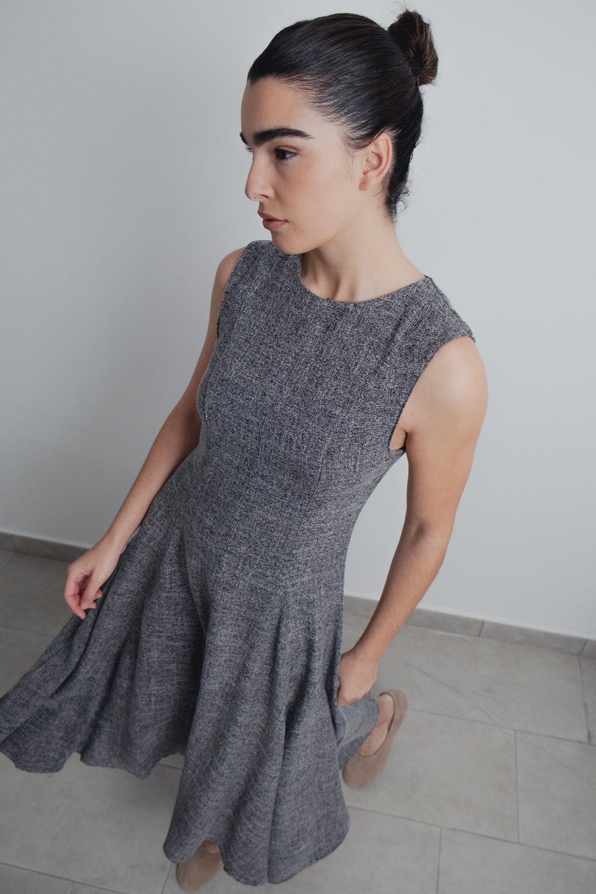 Vestido midi textura, fotografia 1 de 6